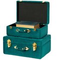 Vintiquewise Decorative Tufted Velvet Suitcase Treasure Chest, Green, PK 2 QI003982_GN